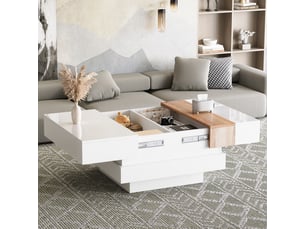 Table basse carré(e) coloris blanc <strong>KORFEE</strong> <strong></strong> - 70 cmx70 cm