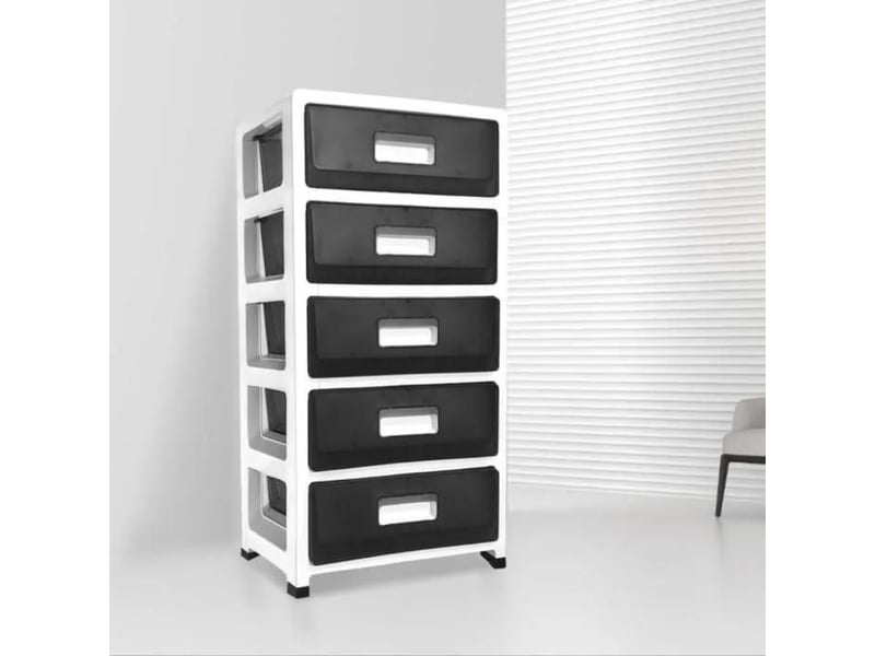Tour De Rangement 5 Étagères Avec Tiroirs Et Roues - Plastique, 40x30x84 Cm, Pour Espaces Étroits - 7