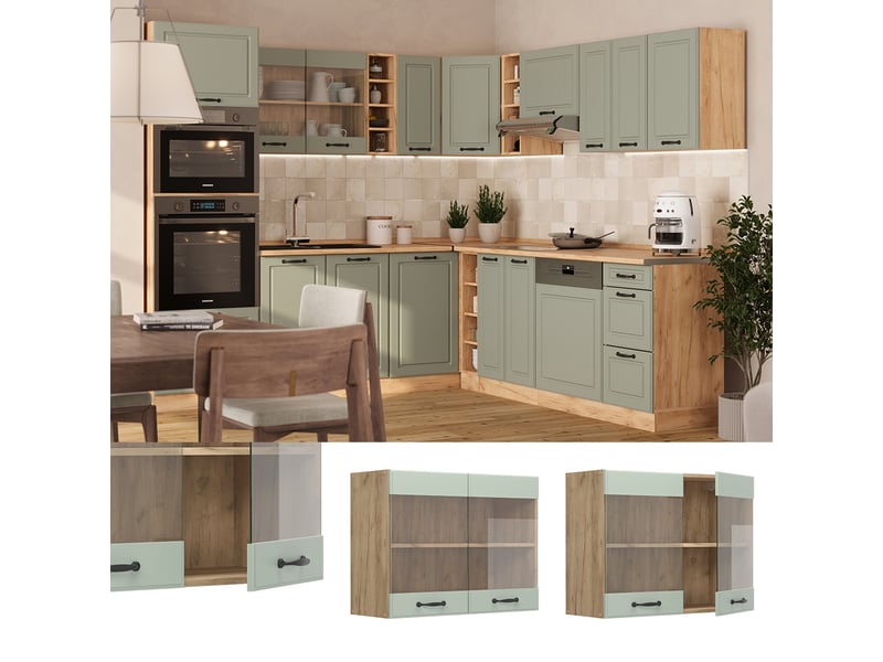  Vicco armoire en verre, mint campagnechêne doré, 80cm  - Conforama D
