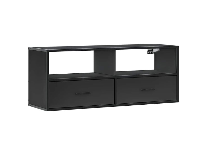  Meuble tv - banc tv - meuble de rangement noir 100x31x39,5 cm bois d'ingénierie et métal  - Conforama A
