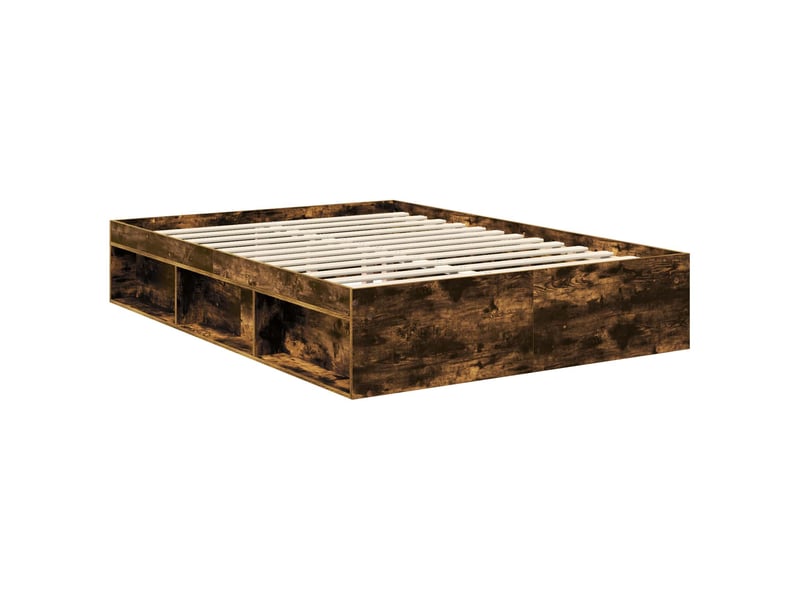  Lit double- lit adulte -  cadre de lit chêne fumé 135 x 190 cm bois de pin massif  - Conforama D
