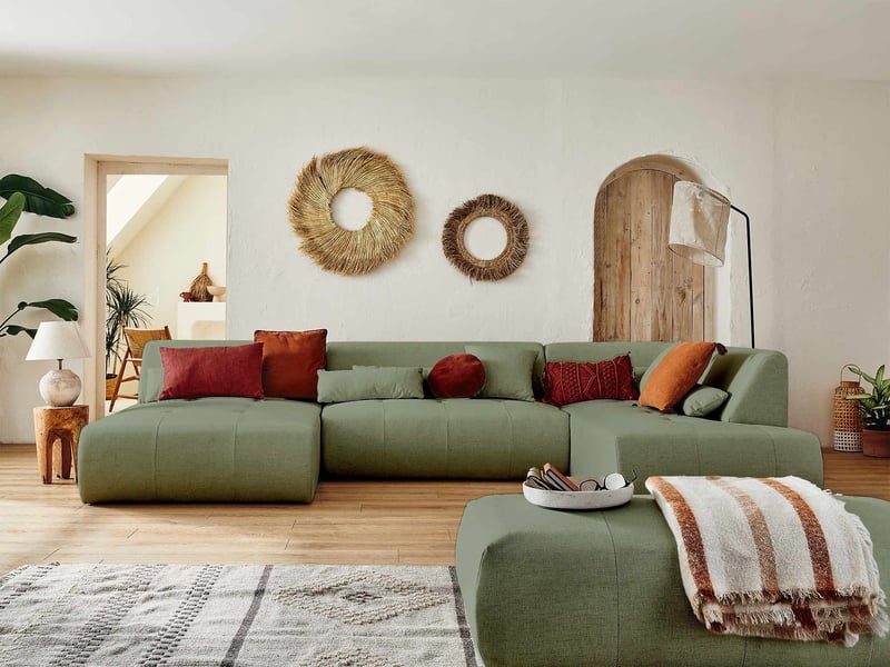  Onyx - canapé panoramique d'angle droit 7 places - en tissu - lisa design - vert sauge ONYX - Conforama D