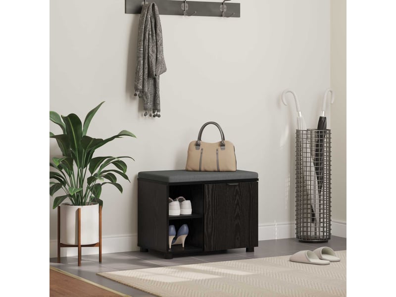  Banc d'entrée, banc interieur avec coussin chêne noir 60x38x46 cm shl23141  - Conforama B
