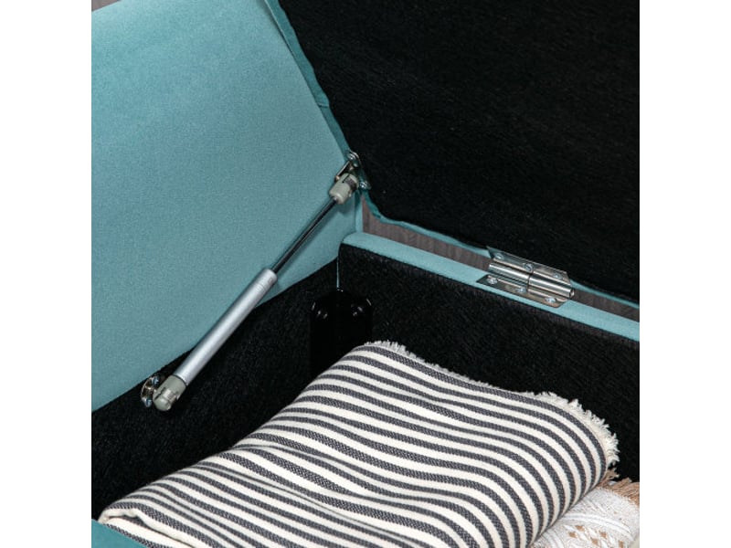  Banc rembourré vert effet velours avec rangement, 126x48,5x47 cm, charge 120 kg  - Conforama E