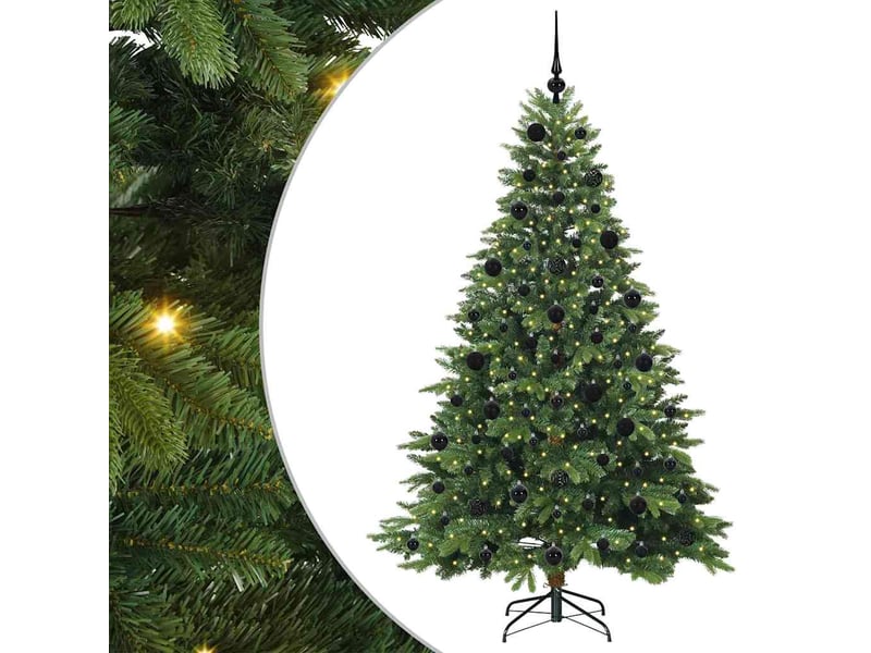  Sapin de noël artificiel, arbre de noël avec 300 led vert 210 cm pe et pvc shl4105  - Conforama A