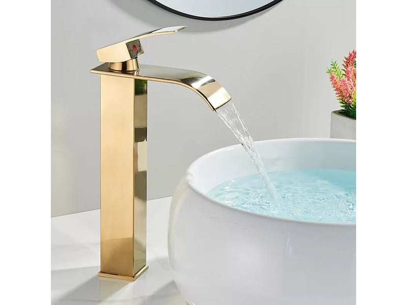  Mitigeur d'évier cascade chaude et froide réglable, robinet de salle de bain cascade, hauteur 30 cm (or) - xjd001139zls XJD001139ZLS - Conforama B
