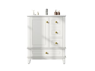 Meuble sous lavabo sur pied 61x47x86 cm blanc brillant avec vasque en céramique