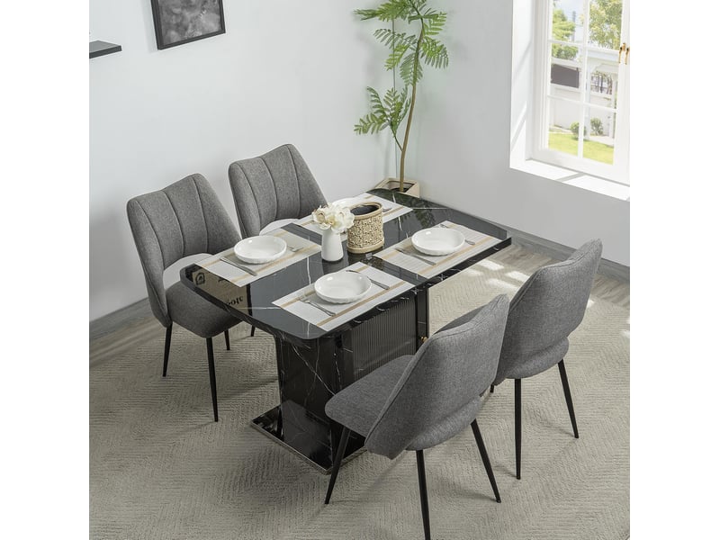  Table extensible avec meuble de rangement vitré et étagère ajustable, en mdf et acier, noir, 120 × 80 × 76 cm  - Conforama C