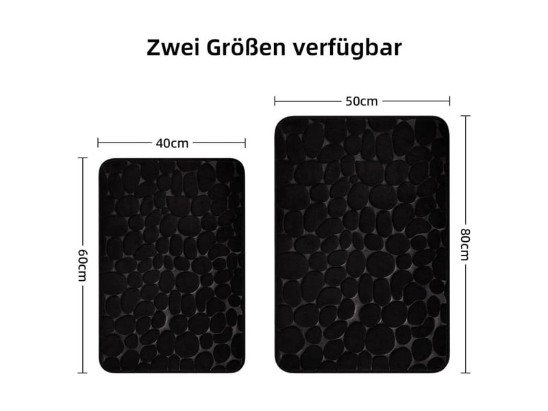 Tapis de bain, 40*60cm noir tapis salle de bain antidérapant absorbant tapis de salle de bain, mousse à mémoire de forme shower mat - Conforama E