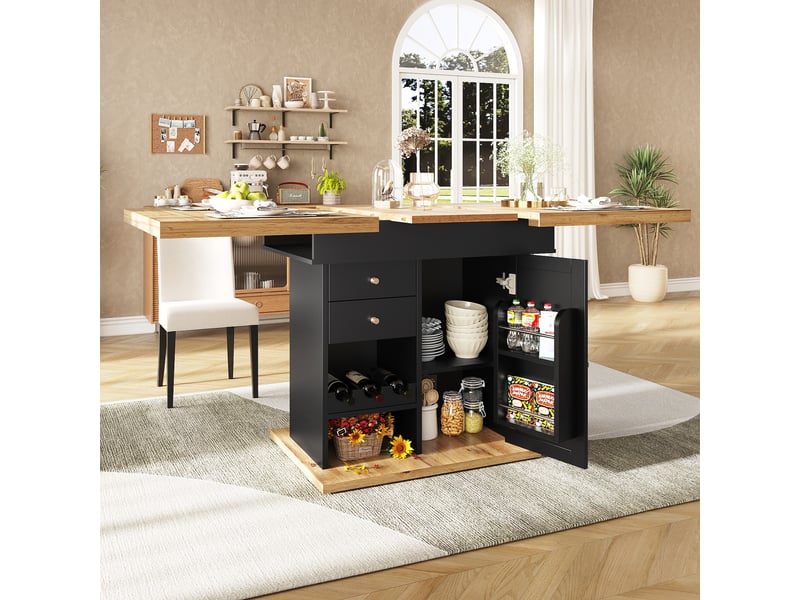  Table de séjour rectangulaire avec allonge noir - 80x110-140max.cm mdf table noir - Conforama E