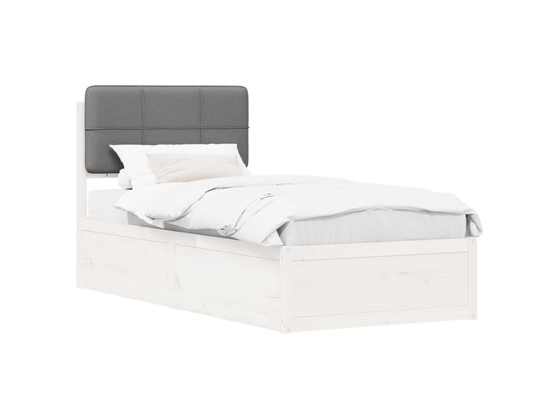 Lit simple- lit adulte - cadre de lit avec tête de lit rembourrée gris clair 80 x 200 cm - Conforama A