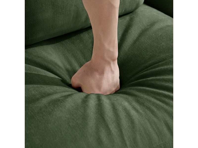  Canapé modulable 4 places vert en chenille, assise ergonomique avec coussins lombaires et d’accoudoirs, pour salon et appartement  - Conforama D