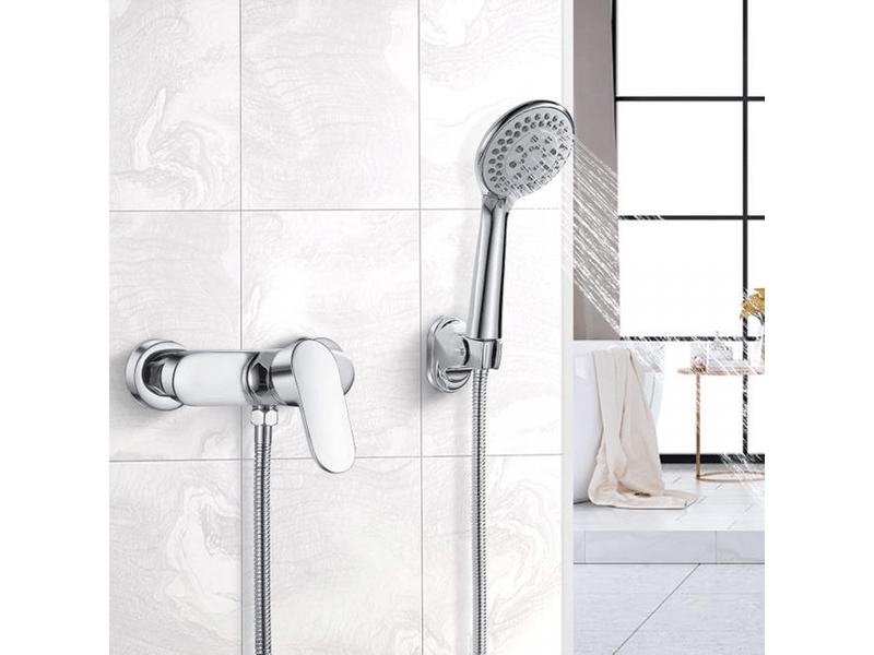  Mitigeur de douche monocommande, robinet mitigeur de douche mural, robinet de douche monocommande, raccord de flexible fileté g12, chromé  - Conforama E