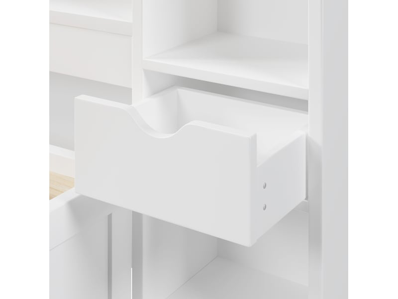  Lit avec tiroirs 180 × 200 cm 2 places, 3 tiroirs, led réglable et usb, sans matelas, en mdf blanc  - Conforama E