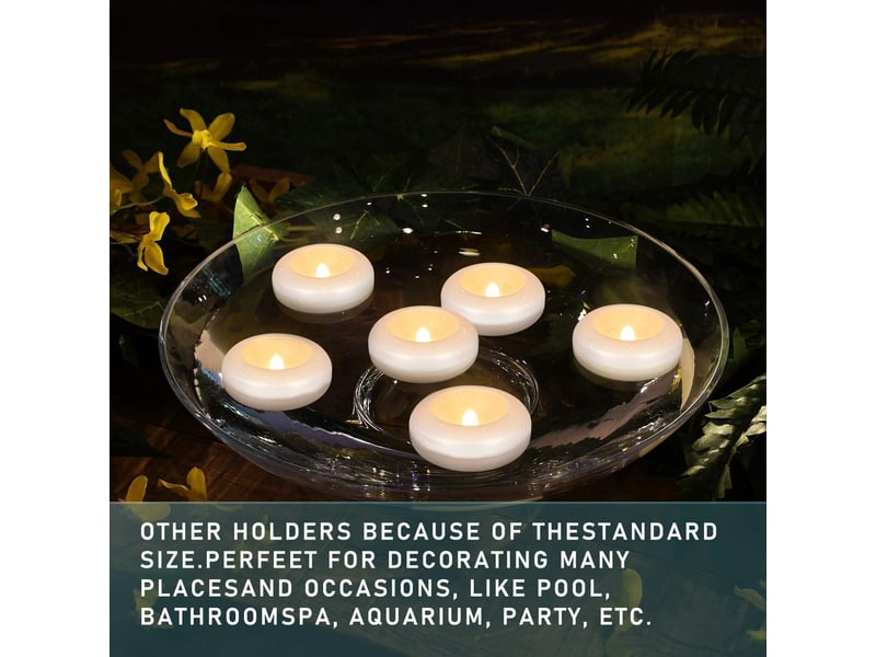 48 bougies led flottantes étanches sans flamme, lumière blanc chaud vacillante, bougies chauffe-plat pour piscine, mariage et spa - Conforama B