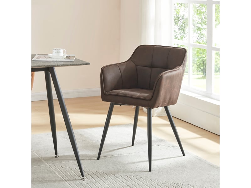  Lot de 4 chaises de salle à manger birmingham 82 x 60 x 59 cm marron foncé noir [en.casa] Birmingham - Conforama B