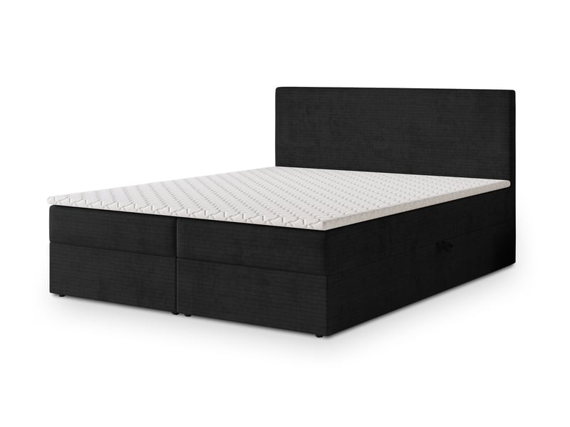  Boxspring nira 200x200 cm, lit complet avec matelas, noir  - Conforama A