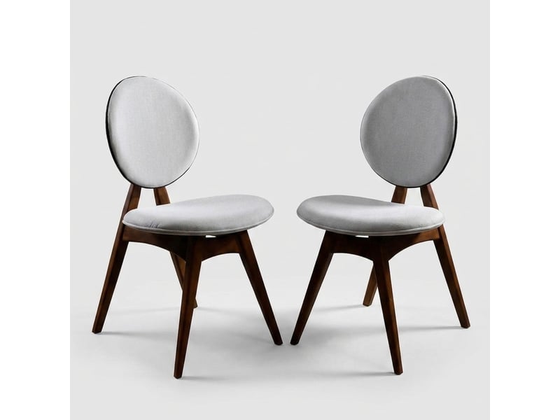 Lot de 2 chaises de salle à manger rembourrées en lin et bois touch - Conforama A