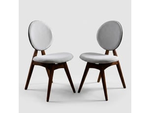 Lot de 2 chaises de salle à manger rembourrées en lin et bois touch