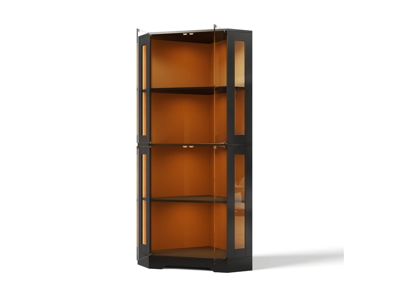  Vitrine d’angle 165 cm avec led, 4 niveaux en verre sécurisé pour vin, objets déco et collections  - Conforama D
