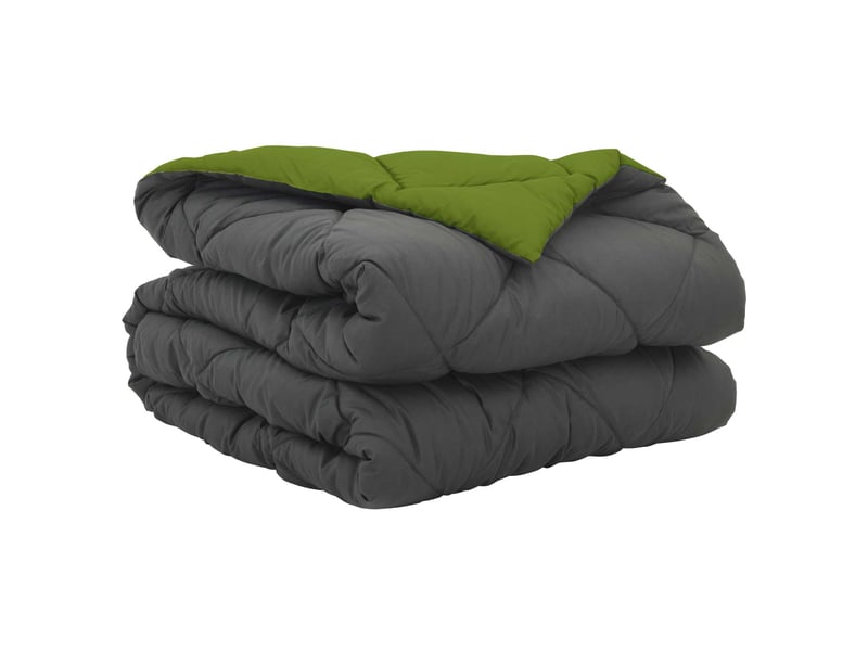  Duvet - couette d'été simple 220 x 135 cm été 200 gsm vert et anthracite  - Conforama A