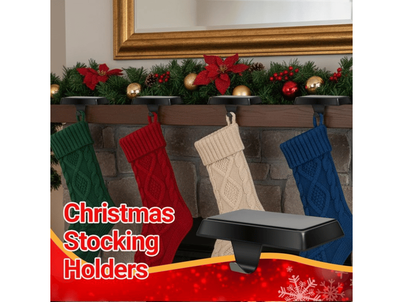  Ensemble de 4 crochets métalliques noirs pour chaussettes de noël, idéal pour décorer les cheminées, les fenêtres  - Conforama C
