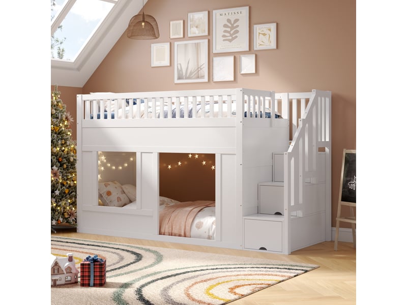  Lit superposé 90x200 cm coloris blanc bois massif lit enfant blanc - Conforama D