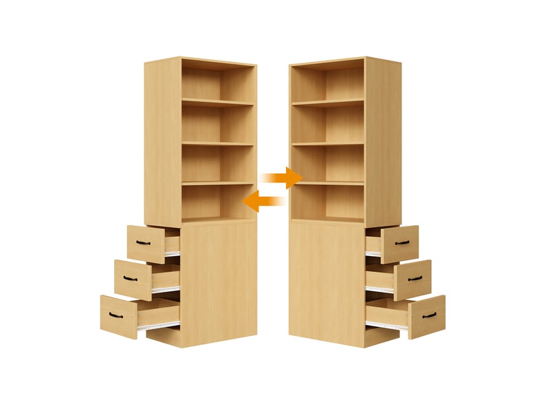  Bibliothèque étroite 180 cm, meuble de rangement avec tiroirs latéraux et étagères réglables, idéal pour petits espaces  - Conforama E