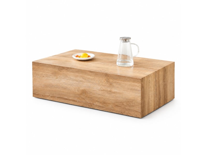  Table basse rectangulaire 90x50x30 cm, pour cuisine et salon, style luxe simple, meuble de salon, mdf, couleur bois  - Conforama A