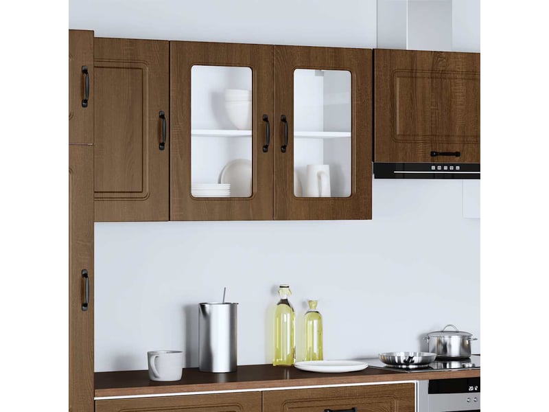  Armoire murale de cuisine et porte en verre kalmar chêne marron shl6831  - Conforama B