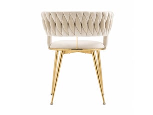 Lot de 2 chaises de salle à manger en velours ivoire, dossier incurvé avec accoudoirs et piètement métal