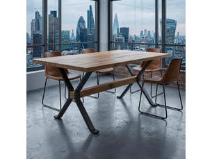 Table à manger extensible rustica 98x150-180cm style industriel bois massif et métal noir