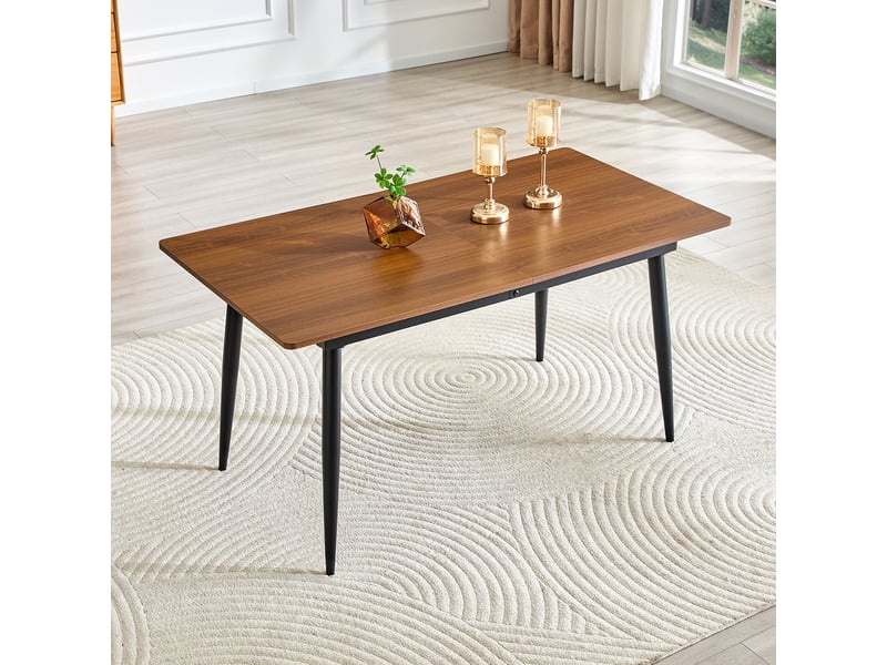  Table de salle à manger 4 à 8 personnes en mdf et métal 150190,5×80×75 cm noyer  - Conforama B