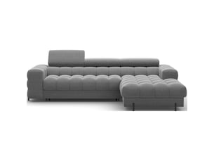 Canapé d'angle droit fixe MEUBLORAMA  3 places Polyester gris avec coffre de rangement