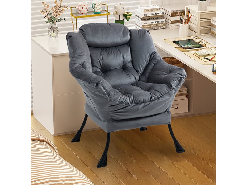  Fauteuil modenvie de relaxation gris foncé avec poche latérale structure métal 75 x 80 x 85 cm  - Conforama B