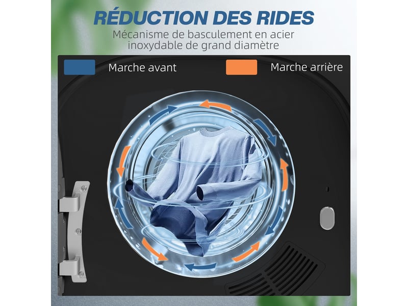  Sèche linge à évacuation électrique 800 w 2,5 kg avec 5 modes de séchage, charge frontale, cuve en acier inoxydable  - Conforama R