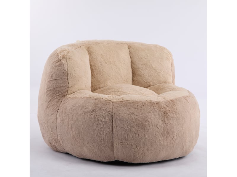  Canapé poire modenvie grand format multicolore marron et camel en fausse fourrure avec mousse haute résilience 106 x 110 x 77 cm  - Conforama A