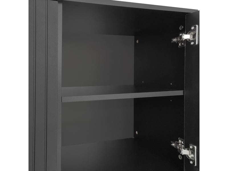  Buffet 3 portes noir moderne pour salle à manger avec étagères réglables et base en métal  - Conforama W