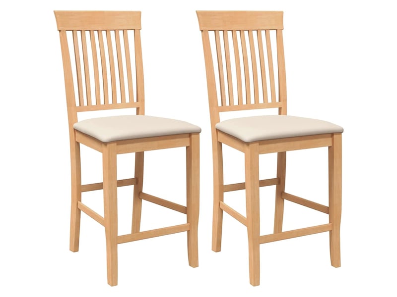  Lot de 2 tabouret de bar avec coussins en bois massif naturel et caoutchouc shl64627  - Conforama A