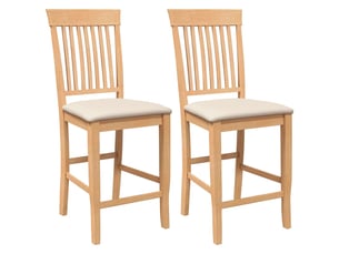 Lot de 2 tabouret de bar avec coussins en bois massif naturel et caoutchouc shl64627