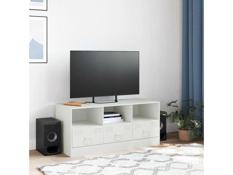  Meuble tv - banc tv - meuble de rangement blanc 99x39x44 cm acier  - Conforama C