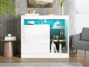 Commode 3 tiroir(s) Fay Lum coloris blanc largeur 90 cm