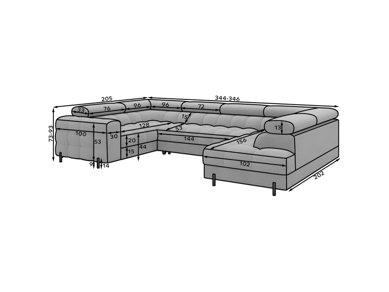 Canapé panoramique convertible factory 3 places beige – angle droit avec coffre – version 5 - Conforama C