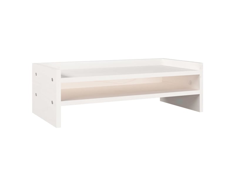  Support de moniteur 50 x 24 x 16 cm bois de pin solide blanc 02_0004422  - Conforama A