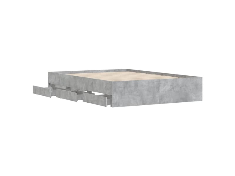  Lit double- lit adulte -  cadre de lit avec tiroirs sans matelas gris béton 135x190 cm  - Conforama D
