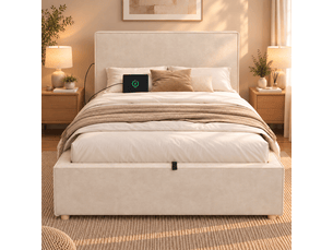 Lit coffre 90x200 cm coloris beige