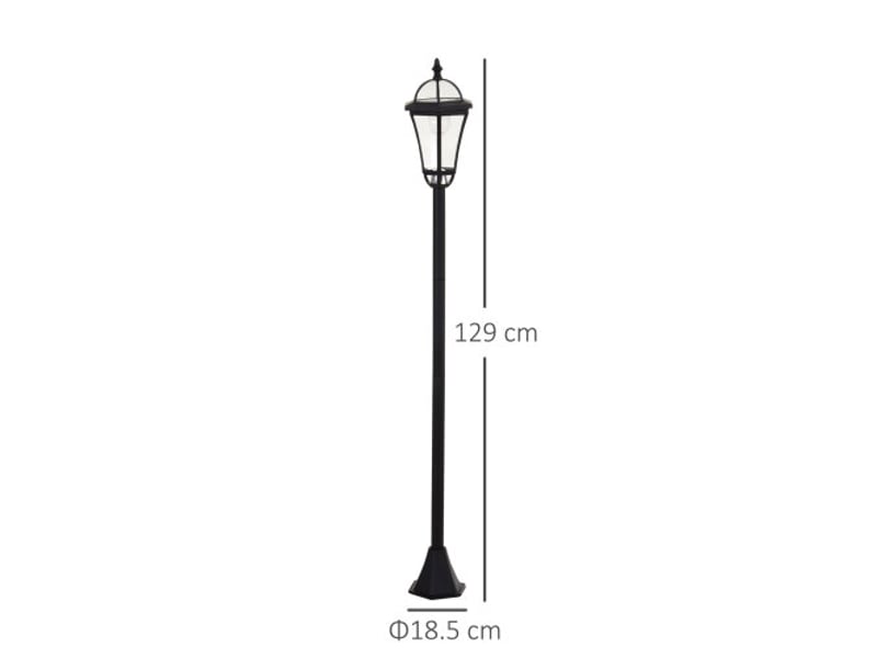  Lot de 2 lampadaires solaires led, abs et inox noir, ø18,5 x h129 cm, ip44, économie d’énergie  - Conforama E