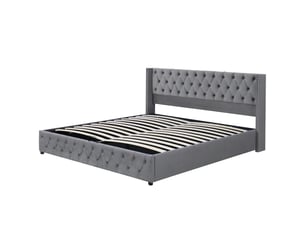 Lit coffre 180x200 cm evarich coloris gris