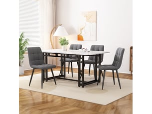 Table à manger de luxe légère 120 x 70 x 74 cm, rectangulaire, coloris blanc et noir, piètement et bâti en métal pour salle à manger