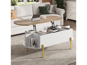 Table basse ovale coloris bicolore <strong>MERAX</strong> <strong>table basse bicolore</strong> - 50 cmx120 cm